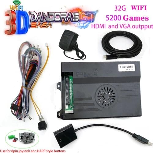 3D Pandora Saga GT Box 5200 In 1 Game Board Wifi Download More Arcade With 20PIN To Jamma Converter HDMI Cable Power Supply