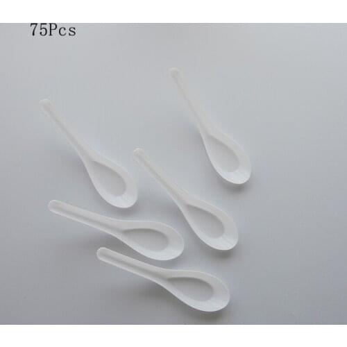 75PCS Household Kitchen Mini Plastic Disposable White Spoon Jelly Ice Cream Dessert Porridge Teaspoon Sanitary Tableware