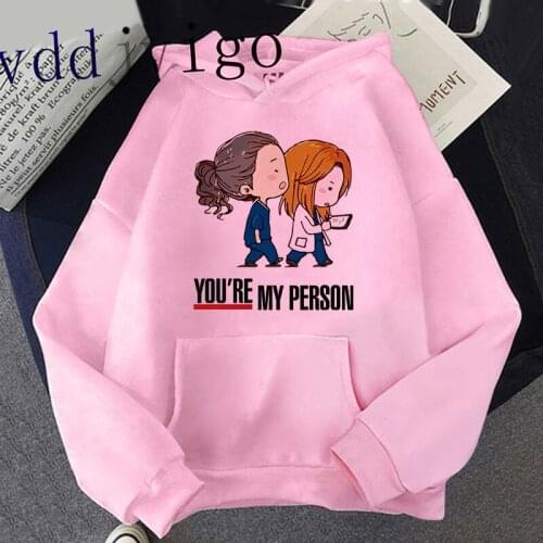 90s Graphic Cute Sweatshirts New Greys Anatomy Harajuku Funny Cartoon Hoodies Women You're My Person Fashion Casual Hoody Female