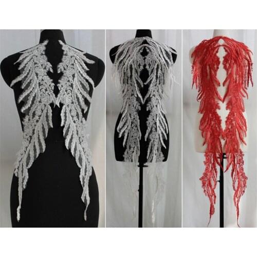 White 3D Lace wing embroidery patches LACE decals flower Applique for DIY Wedding dress