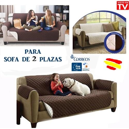 SOFA cover 2 seater COUCH Protector pet dogs reversible waterproof water hairs crumbs color brown and Beige gift