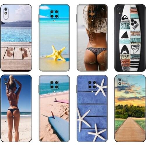 Black tpu Case For Xiaomi Redmi 7A 8 8A 9 9A 9C Case Redmi Note 8T 8 Pro T Note 9 9S 9 Pro Case Lets go to the beach