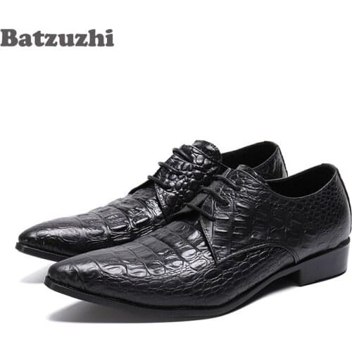 Batzuzhi Formal Leather Shoes Men Pointed Toe Lace-up Business Dress Men Shoes Oxfords Zapatos Hombre, Big Sizes US6-12, EU38-46