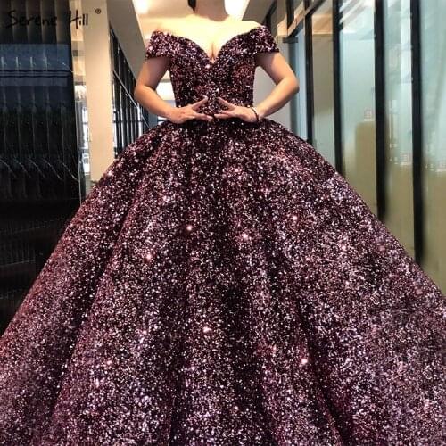 Dubai Sweetheart Sexy Green Luxury Wedding Dresses 2020 Sequined Off Shoulder Bridal Gowns Serene Hill DHM66991 Custom Made