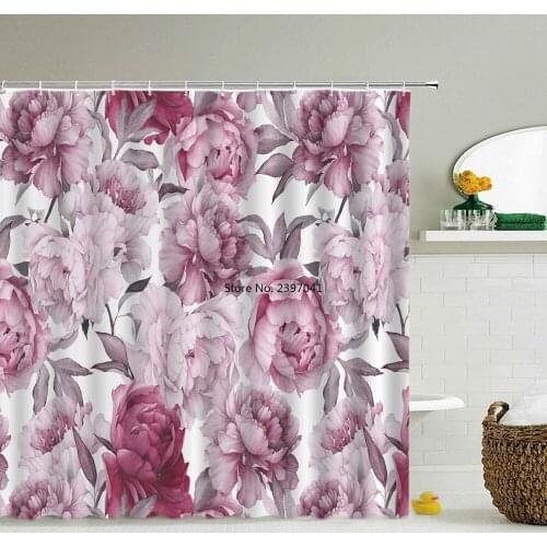 European Retro Flowers Bathroom Curtains Green Leaf Plant Waterproof Polyester Shower Curtain Nordic Home Bath Room Decoration
