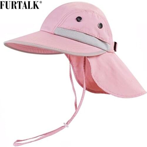 FURTALK Kids Summer Hat Girls Boys Sun Hat with Neck Flap UV Protection Safari Hat Baby Child Summer Travel Cap 2-12 Years Old