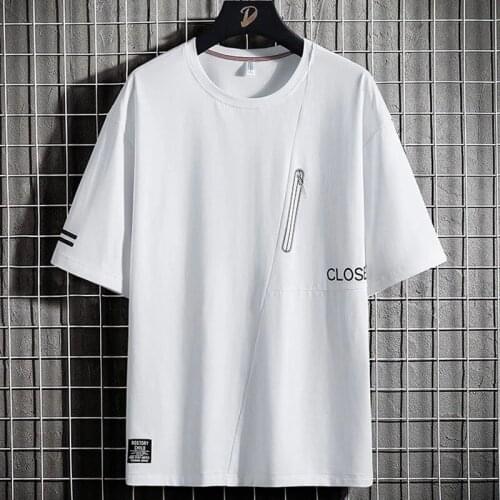 Summer Oversized Big Pockets T-shirts Men Streetwear Short Sleeve Cotton Tshirt Male Harajuku Tops Tees Plus Size 6XL 7XL 8XL