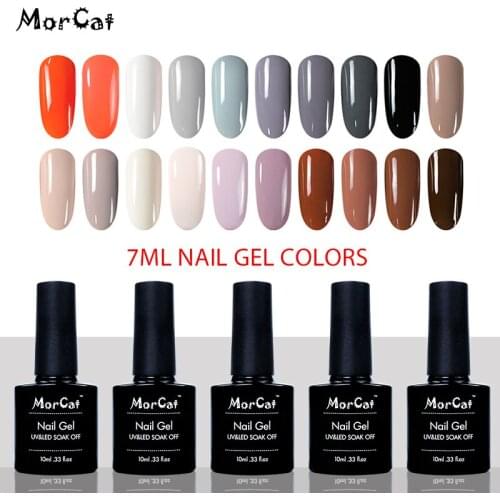 MorCat Gel Nail Polish Nude Gel Winter UV Gel Deep Grey Varnish Nail Art UV Varnish Soak Off Lacquer Nail Gel Polish 10ml
