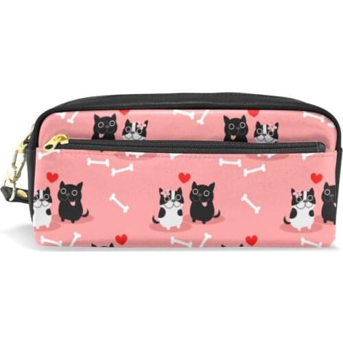 ALAZA New Sample Canvas pencil case for school Cute dog Big capacity pencilcase pen bag box Stationery pouch school supplies