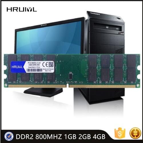 HRUIYL Inter Memory DDR2 800MHZ 1GB 2GB 4GB RAM Memoria Module DIMM PC Motherboard PC2-6400U Memoria New Memoria Sticks RAM New