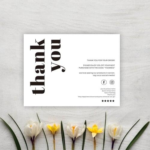 Customized Small Business Thank You Card Thanks For Your Purchase Card Paper Card For Small Shop Gift Packet Insert Cards