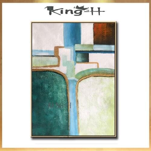 Modern Large size Contrast color Abstract Hand Painted Oil Painting On Canvas wall Art Home Decor Hanging Picture no fram
