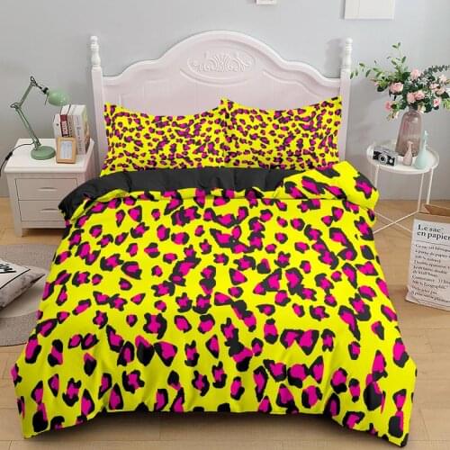 Leopard Printed 2/3Pcs Duvet Cover and Pillow Case Bedding Sets EU/US/AU/UK Single Twin Full Queen King Size