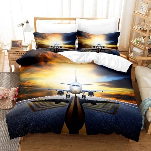 Airplane Sky Bedding Set Scenery Sun 3d Duvet Cover Sets Comforter Bed Linen Twin Queen King Single Size Fashion Luxury Cool