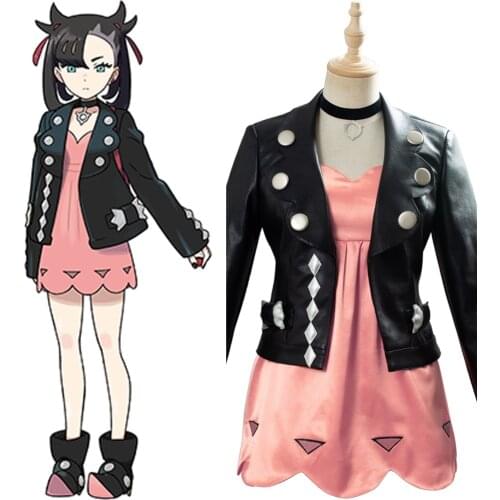 Pokemon Sword and Shield Cosplay Costume Marnie Coat Dress Suit For Girls Halloween Carnival Costumes
