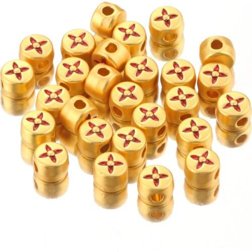 10pcs 8mm Round Loose Beads Matte Gold Embossed Cross Pattern Beads Fit 3mm Round Leather Cord Bracelet Necklace Making