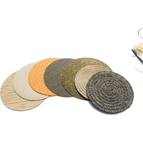 Linen Napkins Round Design Table Napkins PVC PVC Woven Pad Solid Placemats Linen Non Slip Table Mat 10cm Insulation Mats