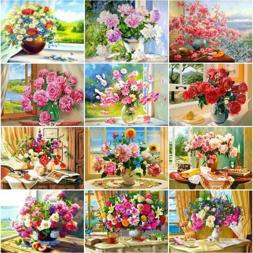 MomoArt Diamond Embroidery Peony Full Square Drill 5D Diamond Mosaic Flower Picture Of Rhinestones Art Painting Daisy Handicraft
