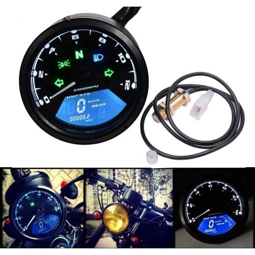 Motorcycle Meter LED digita Indicator light Tachometer Odometer Speedometer Oil Meter Multifunction With night vision dial