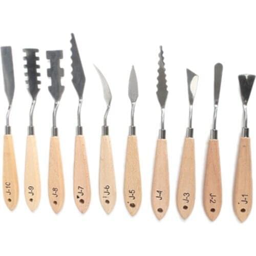 Stainless Steel Palette Scraper Mixed 10pcs/set Paint Palette Knives Blade Different Shapes Oil Painting Knife Tools Flexible