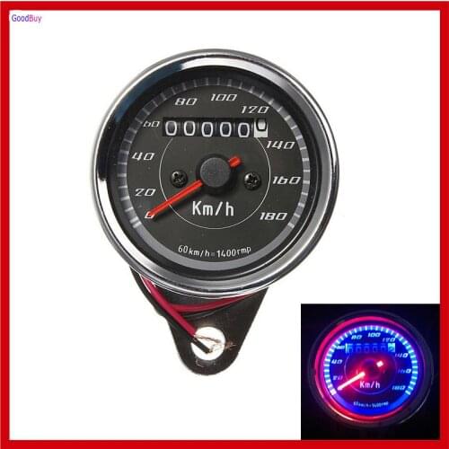 New Universal Fit Retro Motorcycle Odometer Speedometer Speed Gauge 2 in 1 With Led Back Light