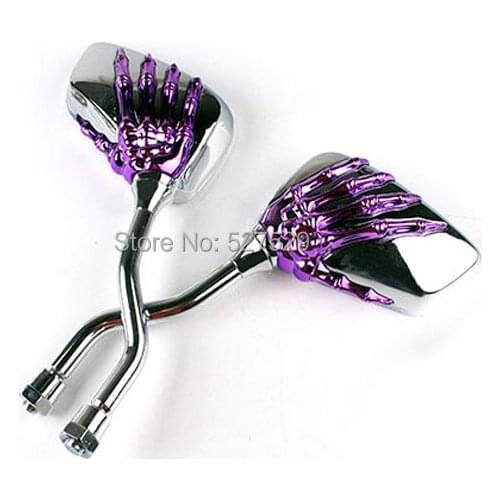 A Pair of Motorcycles Custom Skull Hand Skeleton Mirror for Harley Sportster Softail Dyna Honda Suzuki