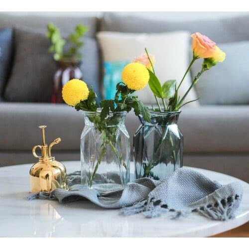 Rhombus Geometric Origami Leaf Glass Vase Nordic Home Style Colorful Ornaments