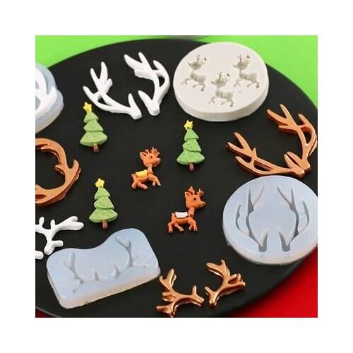 Christmas Antlers Christmas Elk Mould Diy Silicone Mould Resin Mirror Mould Silicone Mold DIY Jewelry Pendant Silicone Rubber