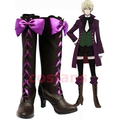 Customize Boots Black Butler Alois Trancy High Heel Cosplay Shoes Anime Black Butler Alois Trancy Party Boots for Adult Men