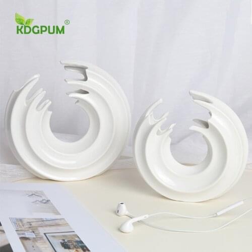 Modern Handmade Ceramic Vase Creative Round White Flower Flower Arrangement Pot Home Decoration Window Floral Ornaments