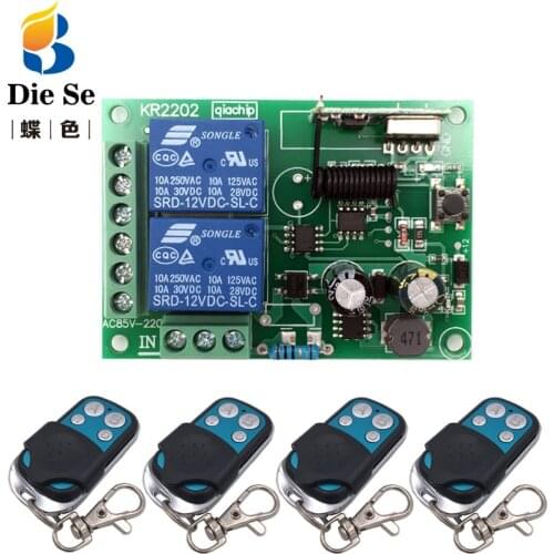 433MHz Universal Wireless Remote AC 110V 220V 2CH rf Relay and Transmitter Remote Garage/gate/Light/Fan/Home appliance Control