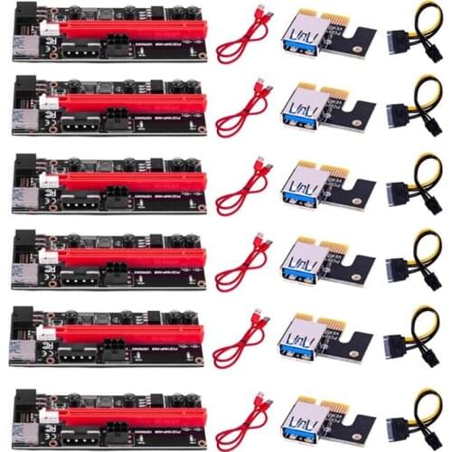 Ver009 Usb 3.0 Pci-E Riser Ver 009S Express 1X 4X 8X 16X Extender Riser Adapter Card Sata 15Pin to 6 Pin Power Cable