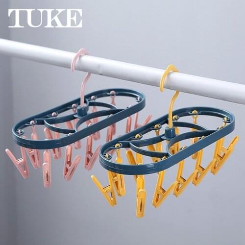 Roller Retractable Laundry Rack Underwear Socks Hook Hanger Dryer 12 Clips Pink yellow home Roller Laundry Clips Hanger
