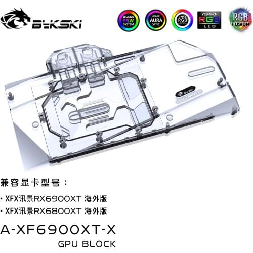 Bykski Water Block use for XFX Radeon RX 6800 XT Speedster Merc 319/RX 6900XT GPU Card / Full Cover Copper Radiator Block
