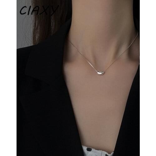 CIAXY 925 Sterling Silver Kpop Temperament Simple Acacia Beans Pendant Women Necklace Chain Choker Collares