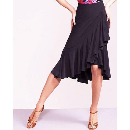 New Ballroom Latin Dance Skirt Women Black Skirt Dance Adult Performing Skirt Tango Waltz Skirt Competition Dance Skirt BI190
