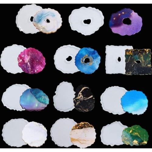 1Set Coasters Silicone Molds UV Epoxy Resin Mould Flowers Tray Cup Mat Mold For DIY Crafts Table Decoration Supplies