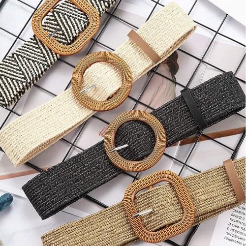 1PC Vintage Bohemian Wide Belt Summer Women Bohemian Braided Waist Belt Summer Female Buckle Waistband Female Comfortable Buckle