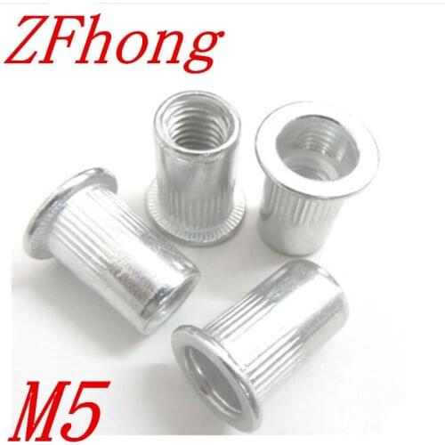 1000Pcs M5 5mm Aluminum Alloy Rivnut Flat Head Threaded Rivet Insert Nutsert Cap Rivet Nut