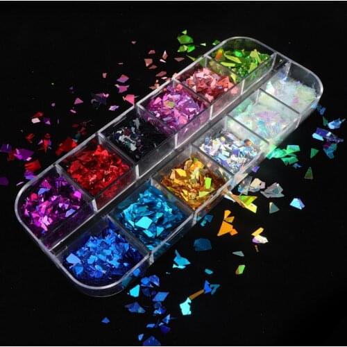 12color Laser Irregular Large Fragments Sequins Mixed Color Laser Sequins Gold and Silver Pieces Candy Nail Art Decorative Nails
