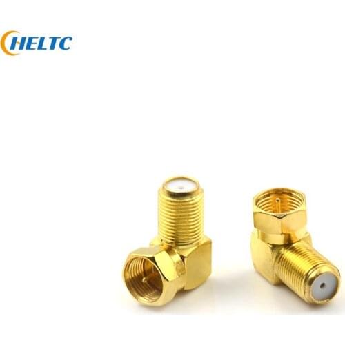 2pcs 22.3*8.5mm Copper F Male Plug Right Angle Satellite Sky Coax Cable Socket 90 Degree Elbow Adapter