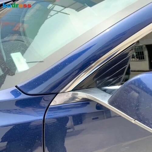 For Tesla Model 3 2018 2019 2020 2021 Carbon Fiber Car Front Door Window Triangle A Pillar Cover Trim Stickers Accessories 2pcs