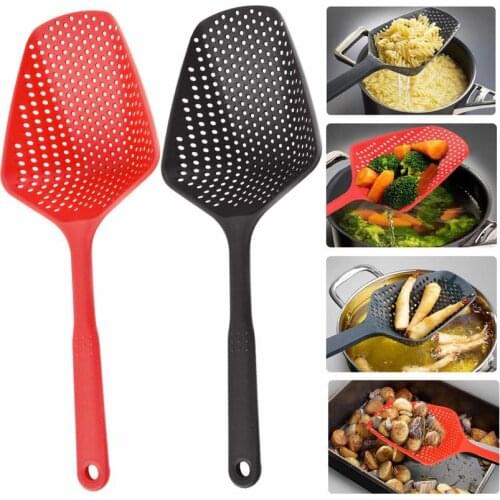 2PCS Scoop Colander Strainer Slotted Spoon Kitchen Food Drain Shovel Strainers Slotted Skimmer for Pasta Vegetable Fried Foods