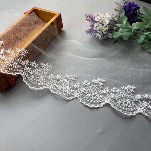 2 Yard/Lot Width:14cm White Cotton Embroidered Mesh Organza Lace Trim Lace Garment Lace Trims Trimmings DIY Sewing Accessories