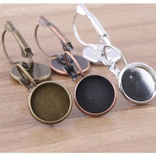30pcs Antique brozne Lever Back Earring Accessories Fit 12mm Cabochon Earrings Base Setting Blanks Diy Jewelry Findings