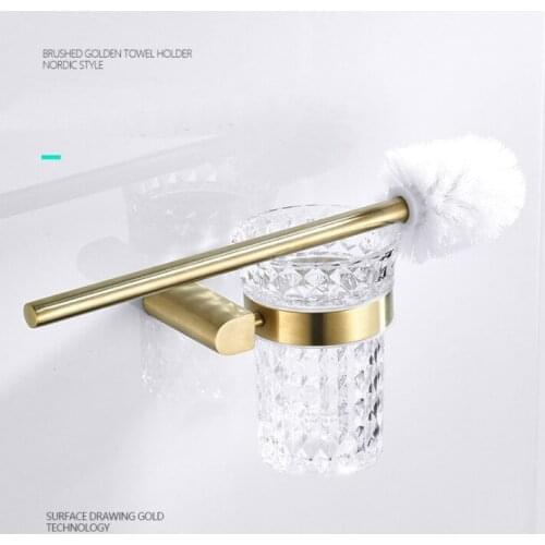 304 stainless steel brushed gold brushed toilet brush bathroom wall hanging toilet rack hotel toilet cleaning brush holder