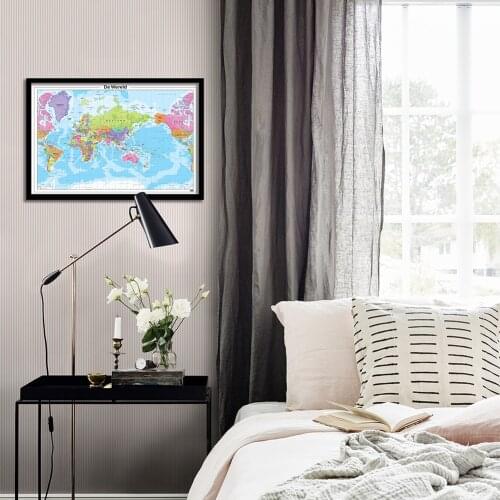 59*42cm The World Map In Dutch Wall Art Poster Decorative Canvas Painting Living Room Home Decoration Travel School Supplies