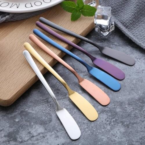6pcs Stainless Steel Butter Knife Cheese Dessert Jam Cream Spreaders Gold Black Rose Gold Cheese Knives Bar Breakfast Tool