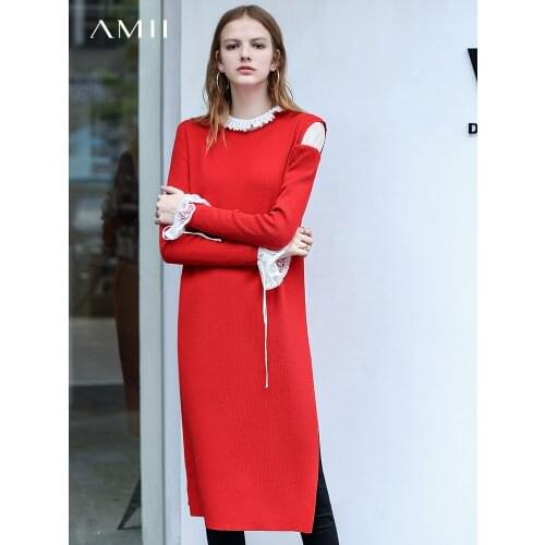 Модные трикотажные платья Amii China At AliExpress
