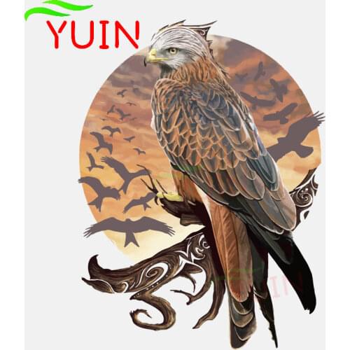 Eagle Chasing The Sun Car Sticker Cartoon Cool Animal Decals Creative PVC Window Laptop Decoration Waterproof Stickers 17*13cm